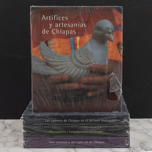 Libros sobre Chiapas. Arte moderno y contemporáneo de Chiapas / Artífices y artesanía de Chiapas. Pzs: 4.