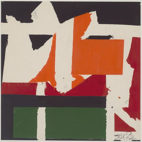 Larry Zox, Am. 1937-2006, Multicolored Abstract, 1962, Oil on paper, framed under glass
