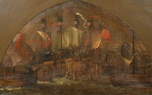 THE BATTLE OF SLUYS OIL PAINTING
