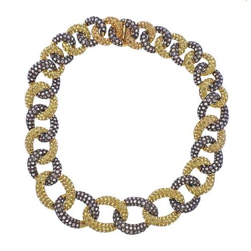 18k Gold Diamond Yellow Sapphire Necklace