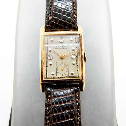 Vintage Benrus Shock Resist F92775 14K Gold Watch