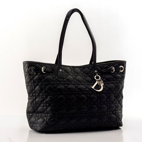 Dior Black Cannage Coated Canvas Tote Bag