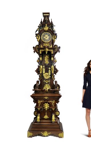19th C. Monumental Figural Longcase Regulator Clock