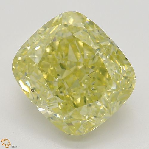 3.70 ct, Natural Fancy Yellow Even Color, SI1, Cushion cut Diamond (GIA Graded), Appraised Value: $59,900 