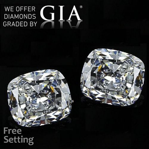 6.03 carat diamond pair Cushion cut Diamond GIA Graded 1) 3.01 ct, Color D, VVS2 2) 3.02 ct, Color D, VVS2. Appraised Value: $504,900 