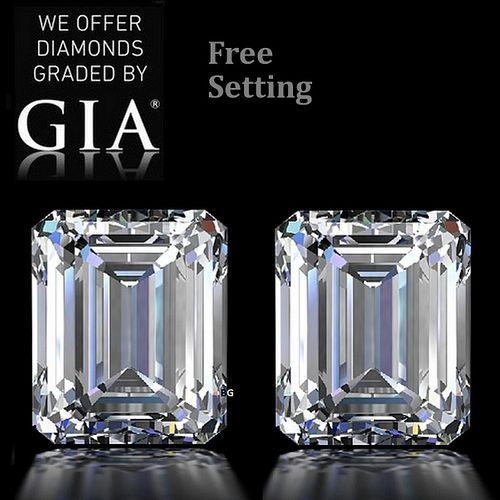 7.41 carat diamond pair Emerald cut Diamond GIA Graded 1) 3.70 ct, Color E, VVS2 2) 3.71 ct, Color E, VVS2. Appraised Value: $564,900 
