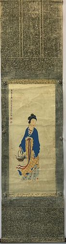Zhang Daqian, Chinese Guanyin Painting Paper Scroll