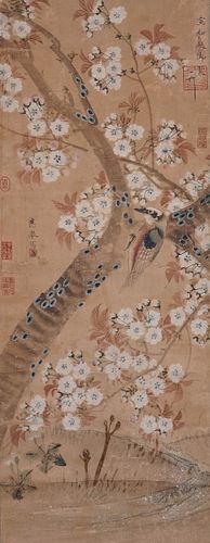Emperor Painting, Chinese Flower And Bird Painting Scroll
