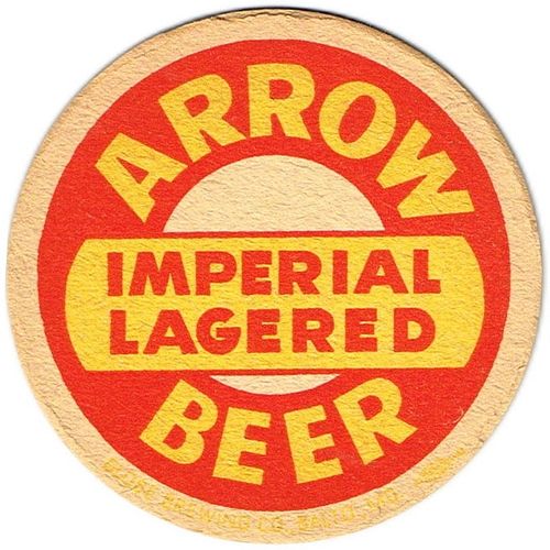 1951 Arrow Imperial Lagered Beer 4Â¼ inch coaster MD-GLO-6 Baltimore, Maryland