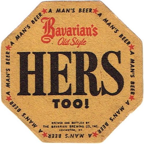 1943 Bavarian's Old Style Beer 3Â¾ inch Octagon Coaster KY-BAV-7 Covington, Kentucky