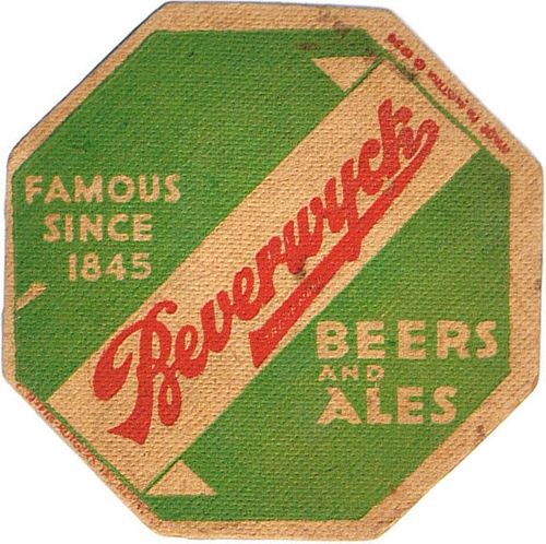 1937 Beverwyck Beers And Ales Octagon 4Â¼ inch coaster NY-BEV-19 Albany, New York