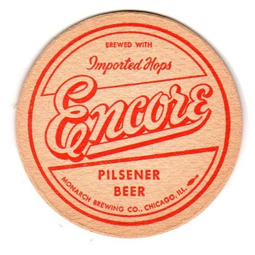 1954 Encore Pilsener Beer IL-MON-19 Chicago, Illinois
