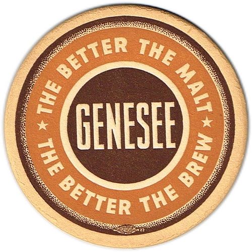 1939 Genesee Beer 4Â¼ inch coaster NY-GEN-66 Rochester, New York