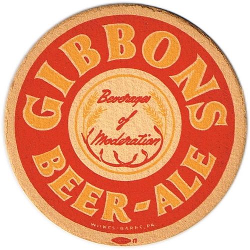 1935 Gibbons Beer-Ale PA-GIB-011A Wilkes-Barre, Pennsylvania