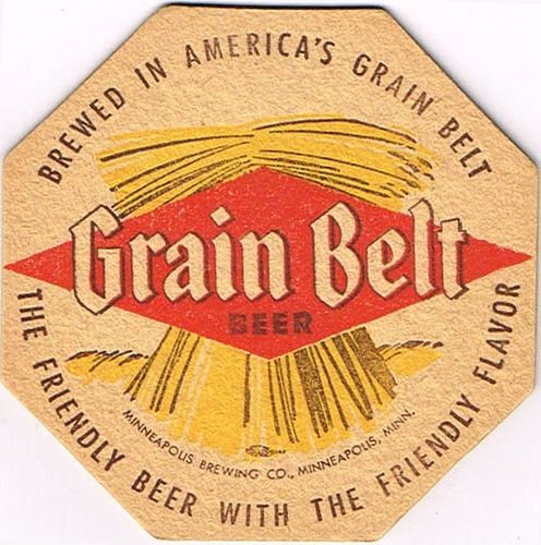 1948 Grain Belt Beer Octagon 4 inch coaster MN-GRA-6 Minneapolis, Minnesota