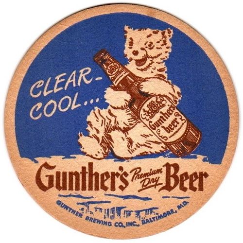 1952 Gunther's Premium Dry Beer MD-GUN-8 Baltimore, Maryland
