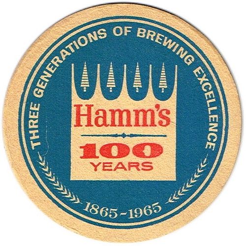 1965 Hamm's Beer 3Â¾ inch coaster MN-HAM-4 Saint Paul, Minnesota