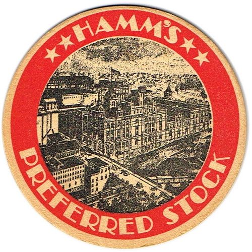 1973 Hamm's Preferred Stock Beer 4Â¼ inch coaster MN-HAM-5 Saint Paul, Minnesota