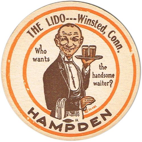 1937 Hampden Beer/Ale 4Â¼ inch coaster MA-HAMP-80 Willimansett, Massachusetts