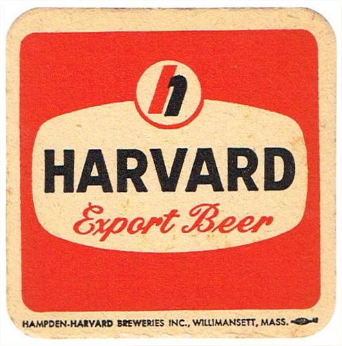 1959 Harvard Export Beer 3Â½ inch coaster MA-HARV-14 Willimansett, Massachusetts
