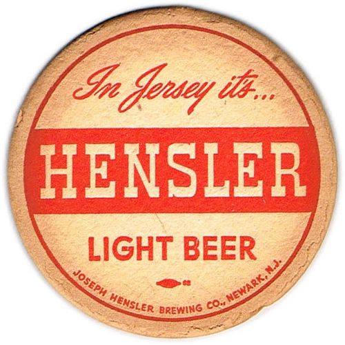 1953 Hensler Light Beer NJ-HEN-13 Newark, New Jersey