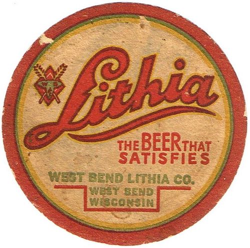 1941 Lithia Beer WI-WES-3 West Bend, Wisconsin