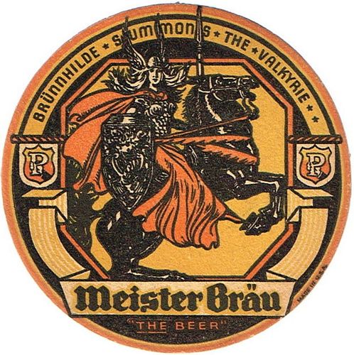 1935 Meister BrÃ¤u Beer 4Â¼ inch coaster IL-HMB-3 Chicago, Illinois