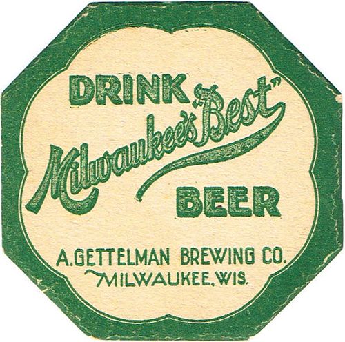 1934 Milwaukee's Best Beer Octagon 4Â¼ inch coaster WI-GET-3 Milwaukee, Wisconsin