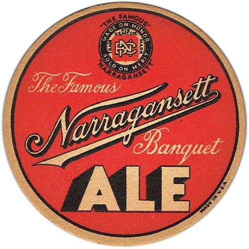 1940 Narragansett Banquet Ale 12oz RI-NAR-6 Providence, Rhode Island