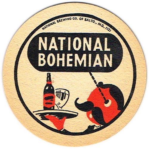 1948 National Bohemian Beer 3Â¾ inch coaster MD-NATMD-12 Baltimore, Maryland