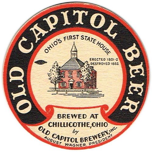 1942 Old Capitol Beer 3Â¾ inch coaster OH-OLC-1 Chillicothe, Ohio