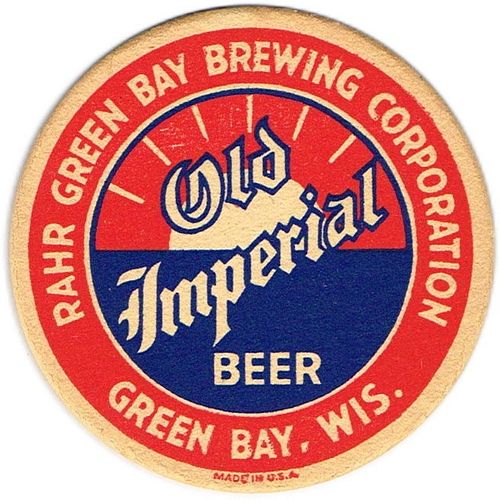 1941 Old Imperial Beer dupe 4Â¼ inch coaster WI-RAHRG-2 Oshkosh, Wisconsin