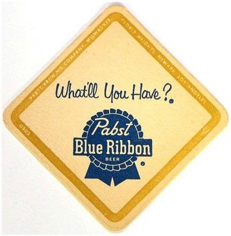 1953 Pabst Blue Ribbon Beer 4Â¼ inch coaster WI-PAB-48A Milwaukee, Wisconsin