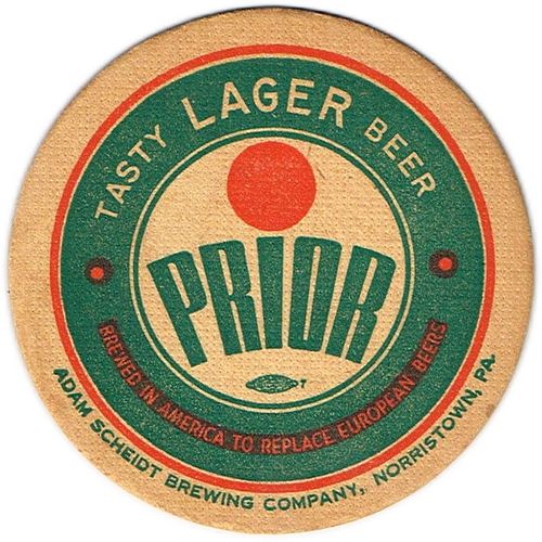 1952 Prior Lager Beer PA-SCHEIDT-23 Norristown, Pennsylvania