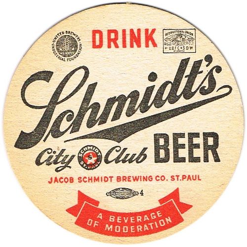 1935 Schmidt's City Club Beer MN-SCH-10 Saint Paul, Minnesota