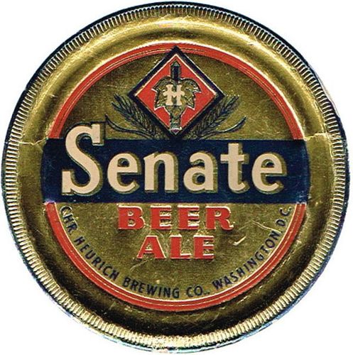 1939 Senate Beer/Ale 4 inch coaster DC-CHR-5 Washington, District Of Columbia