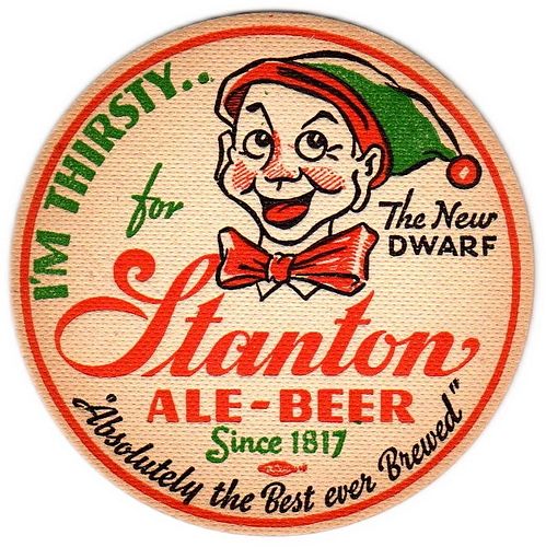 1946 Stanton Ale-Beer 4Â¼ inch coaster NY-STN-26 Troy, New York
