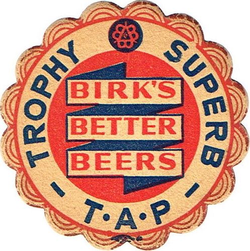 1942 Trophy - Superb - T.A.P. Beers 3Â½ inch coaster IL-BIR-2A Chicago, Illinois