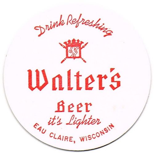 1966 Walter's Beer 3Â¾ inch Octagon Coaster WI-WAL-E-3 Eau Claire, Wisconsin