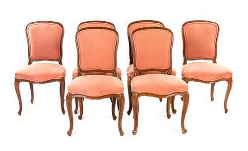 * A Set of Eight Louis XV Style Faux Painted Dining Chairs Height 36 1/2 inches.