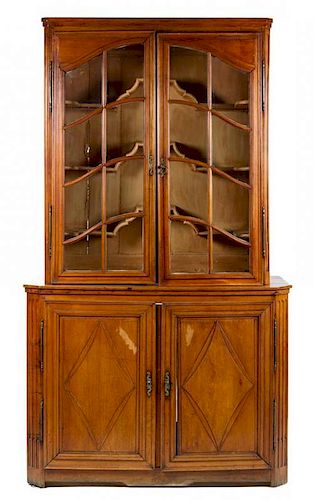 * A French Provincial Pine Stepback Cupboard Height 94 x width 54 x depth 22 1/2 inches.