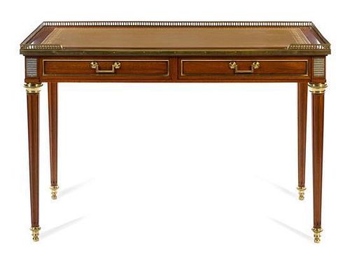 * A Directoire Style Mahogany Writing Table Height 30 3/4 x width 46 x depth 24 1/4 inches.