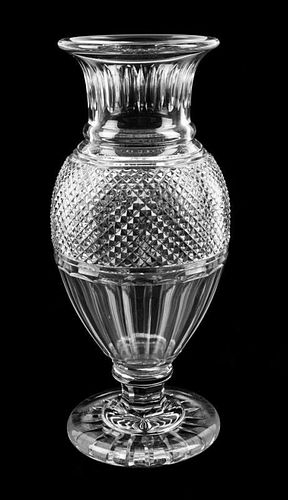 A Baccarat Glass Vase Height 13 3/4 inches.