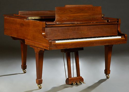 Kawai Carved Mahogany Baby Grand Piano, Ser. # 471353, 1970, 88 keys, on tapered square legs, H.- 40 1/4 in., W.- 58 3/4 in., D.- 60 1/2 in. Provenanc
