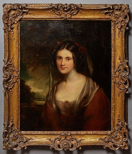 Attributed to Sir William Beechey (1753-1839, British), "Portrait of Mrs. Ford," 19th c., oil on canvas, unsigned, North Carolina Museum of Art label 