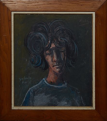 Noel Rockmore (1928-1995, New Orleans), "Yolanda LL," 1963, acrylic on board, signed upper right, titled lower left, with E. L. Borenstein Collection 
