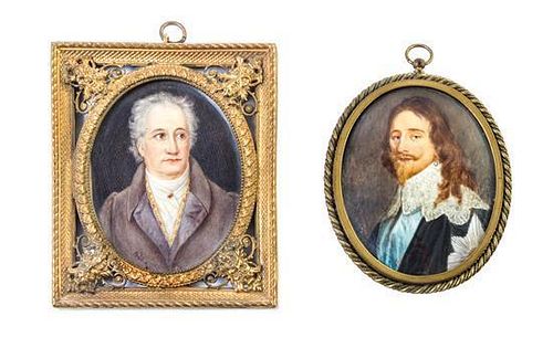 Two Continental Portrait Miniatures Height of taller 4 1/2 inches.