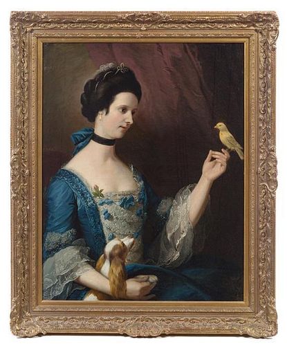Artist Unkown, (19th Century), Lady with a Canary and a Spaniel