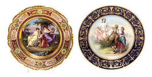 * Two Royal Vienna Porcelain Cabinet Plates Diameter of larger 9 1/2 inches.