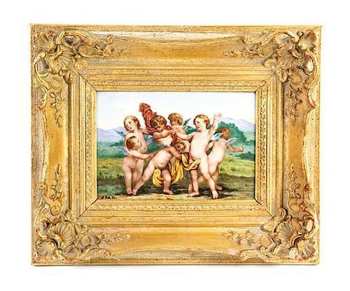 * A Ginori Porcelain Plaque Height 5 1/2 x width 8 1/4 inches.